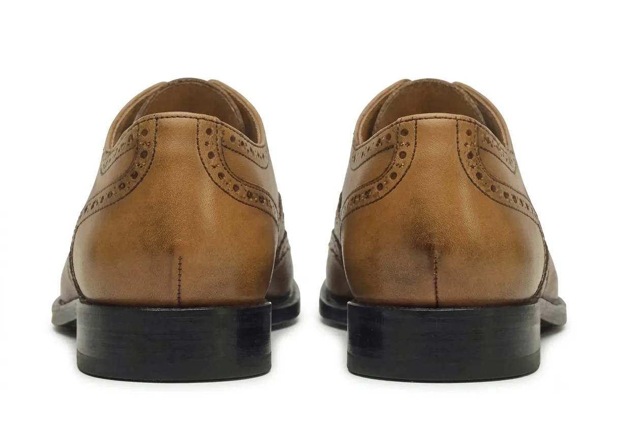 Premium Men's Leather Wingtip Oxfords | Classic Brogue Dress Shoes - Image 3