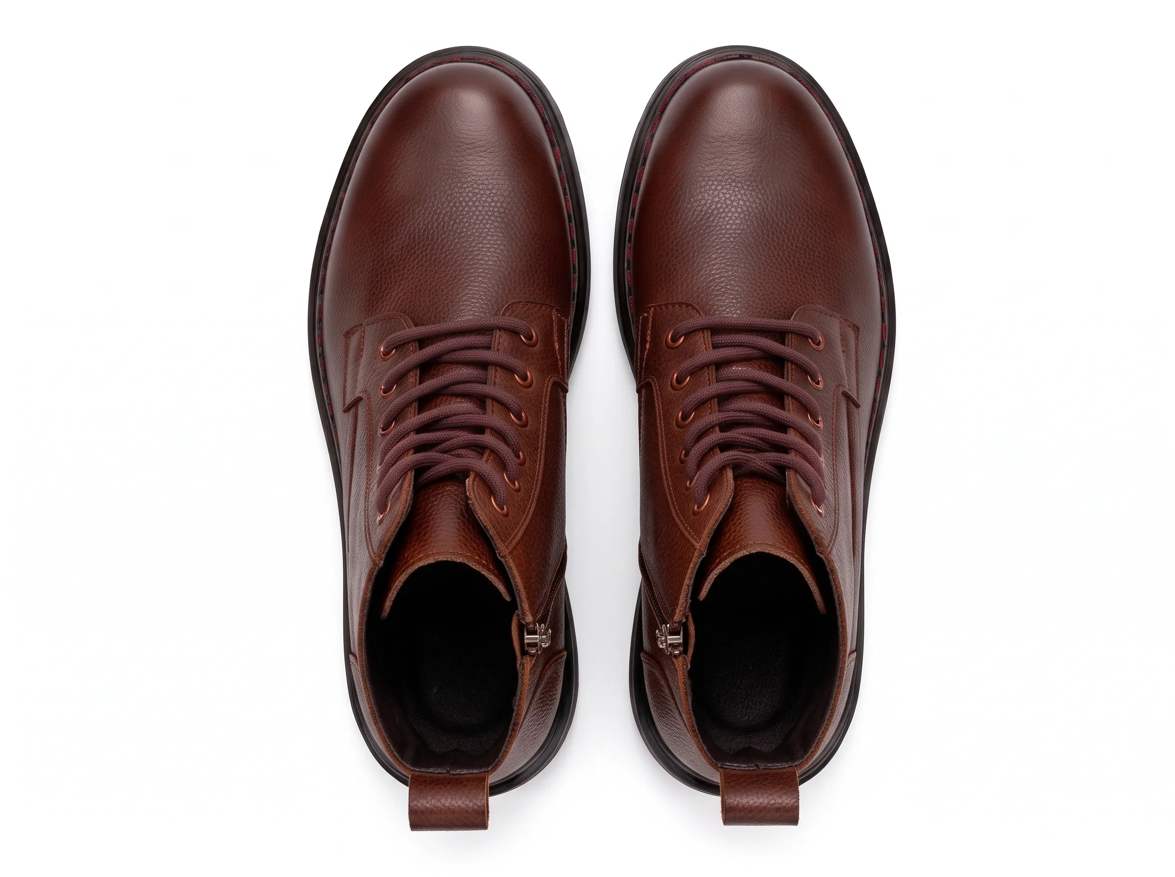 Men’s Leather Lace-Up Boots with Side Zip - Image 5