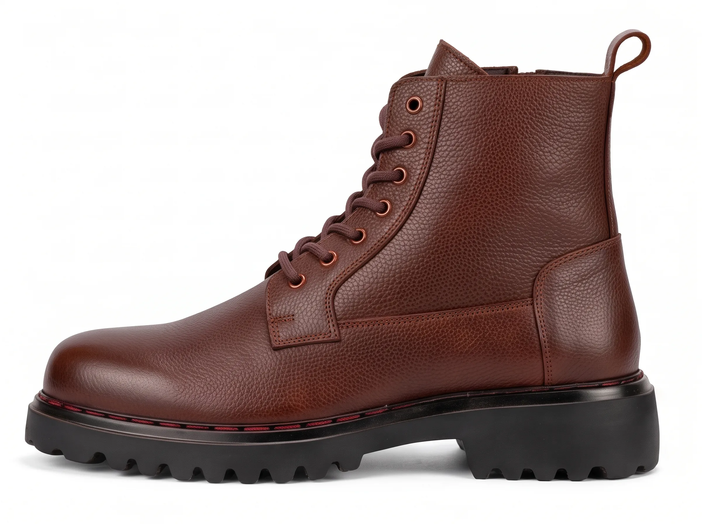 Men’s Leather Lace-Up Boots with Side Zip - Image 4
