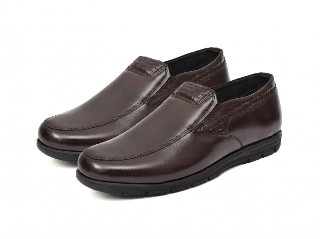 Men's Premium Woven Trim Leather Loafers | Slip-On Dress Shoes