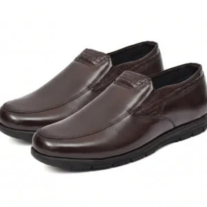 Men's Premium Woven Trim Leather Loafers | Slip-On Dress Shoes