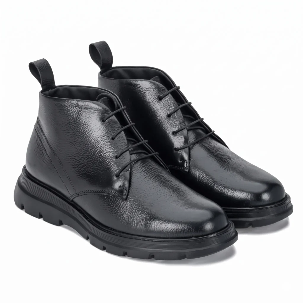 Men's Textured Leather Lace-Up Chukka Boots | Chunky Lug-Sole Ankle Boots