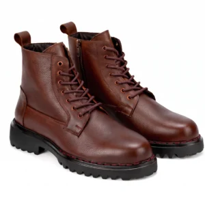 Men’s Leather Lace-Up Boots with Side Zip