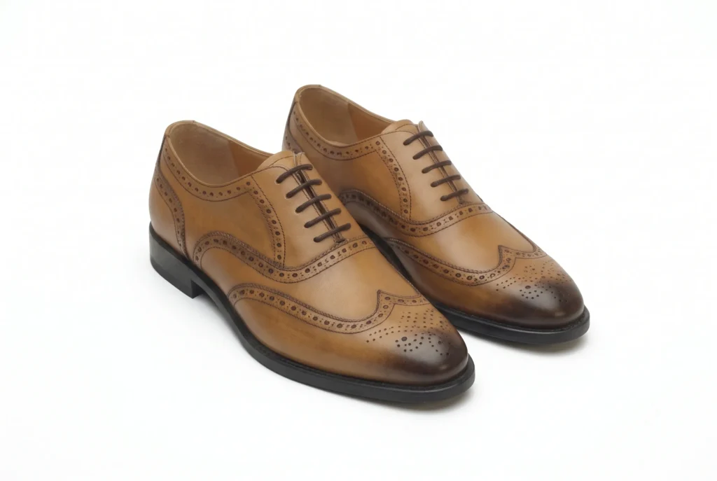 Premium Men's Leather Wingtip Oxfords | Classic Brogue Dress Shoes