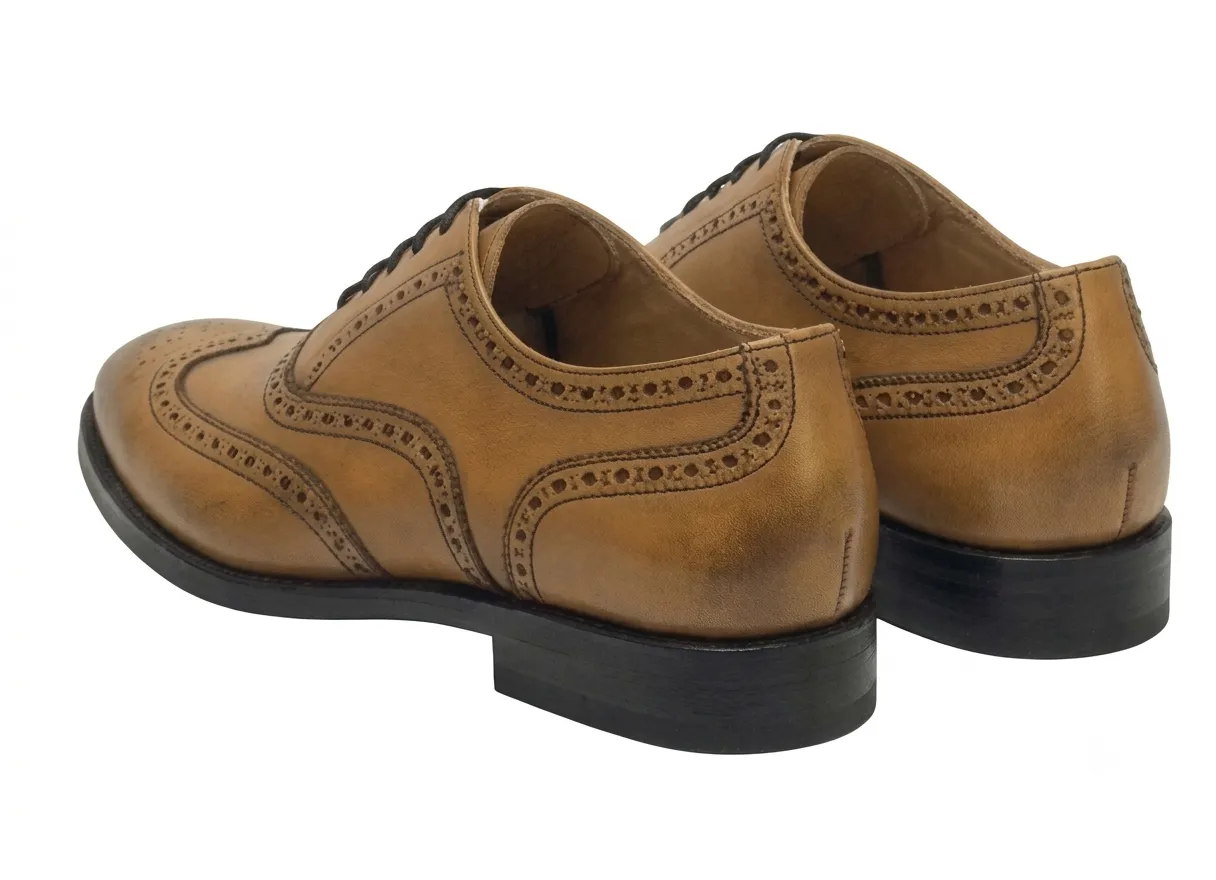 Premium Men's Leather Wingtip Oxfords | Classic Brogue Dress Shoes - Image 4