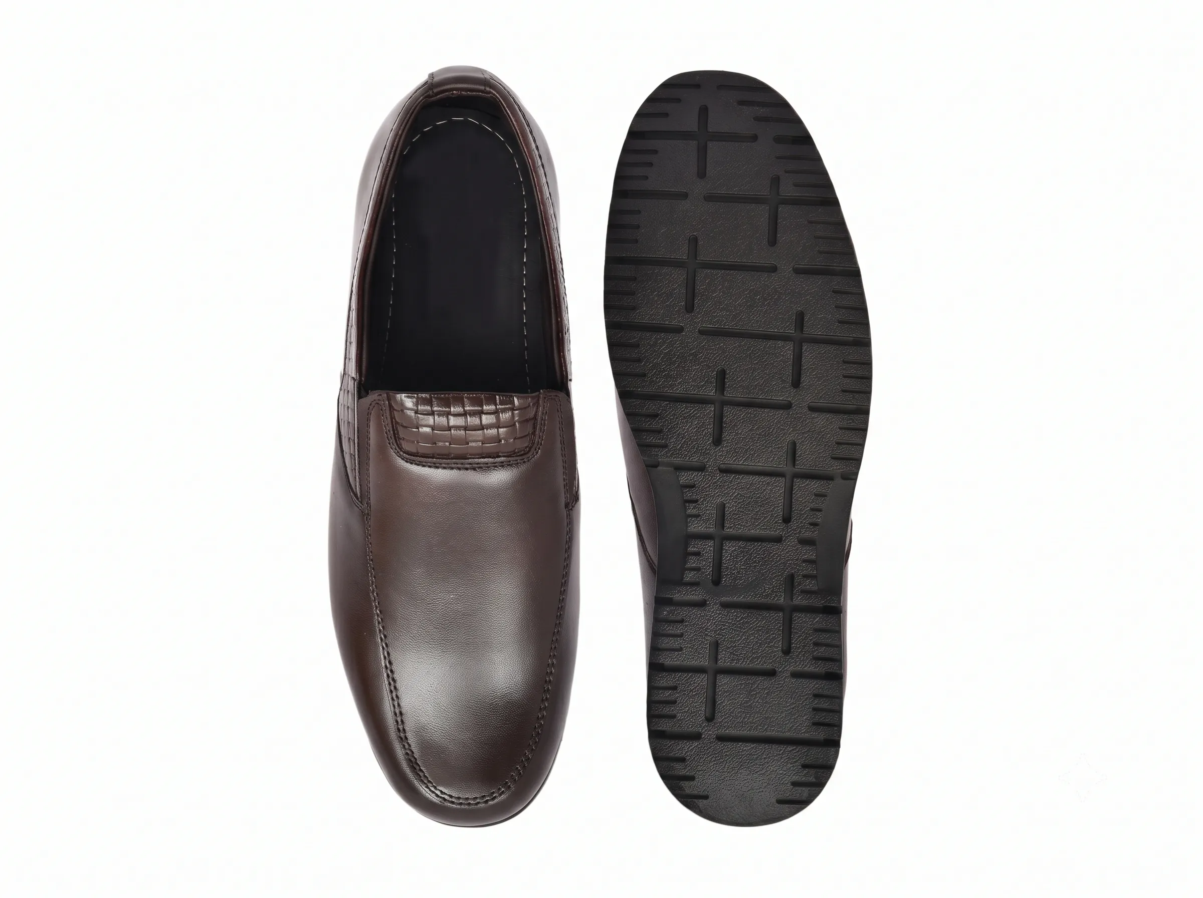 Men's Premium Woven Trim Leather Loafers | Slip-On Dress Shoes - Image 4