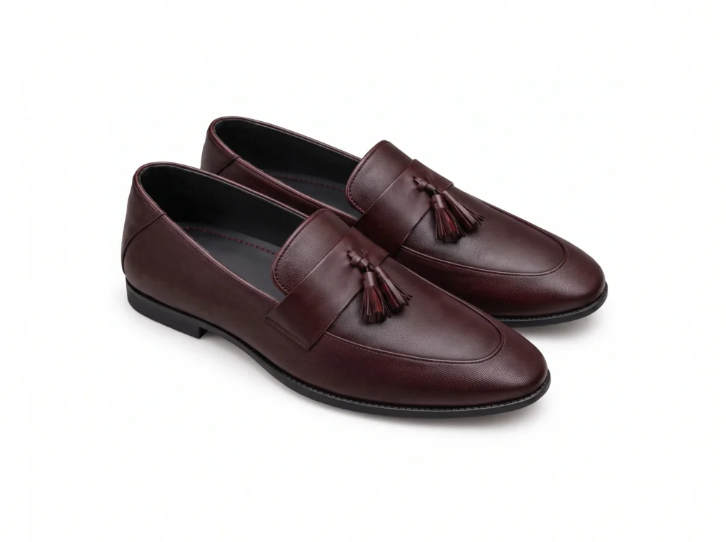Men's Premium Textured Leather Tassel Loafers | Slip-On Dress Shoes