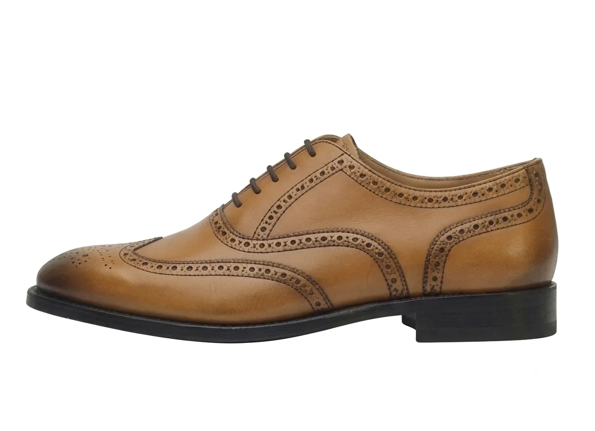 Premium Men's Leather Wingtip Oxfords | Classic Brogue Dress Shoes - Image 5