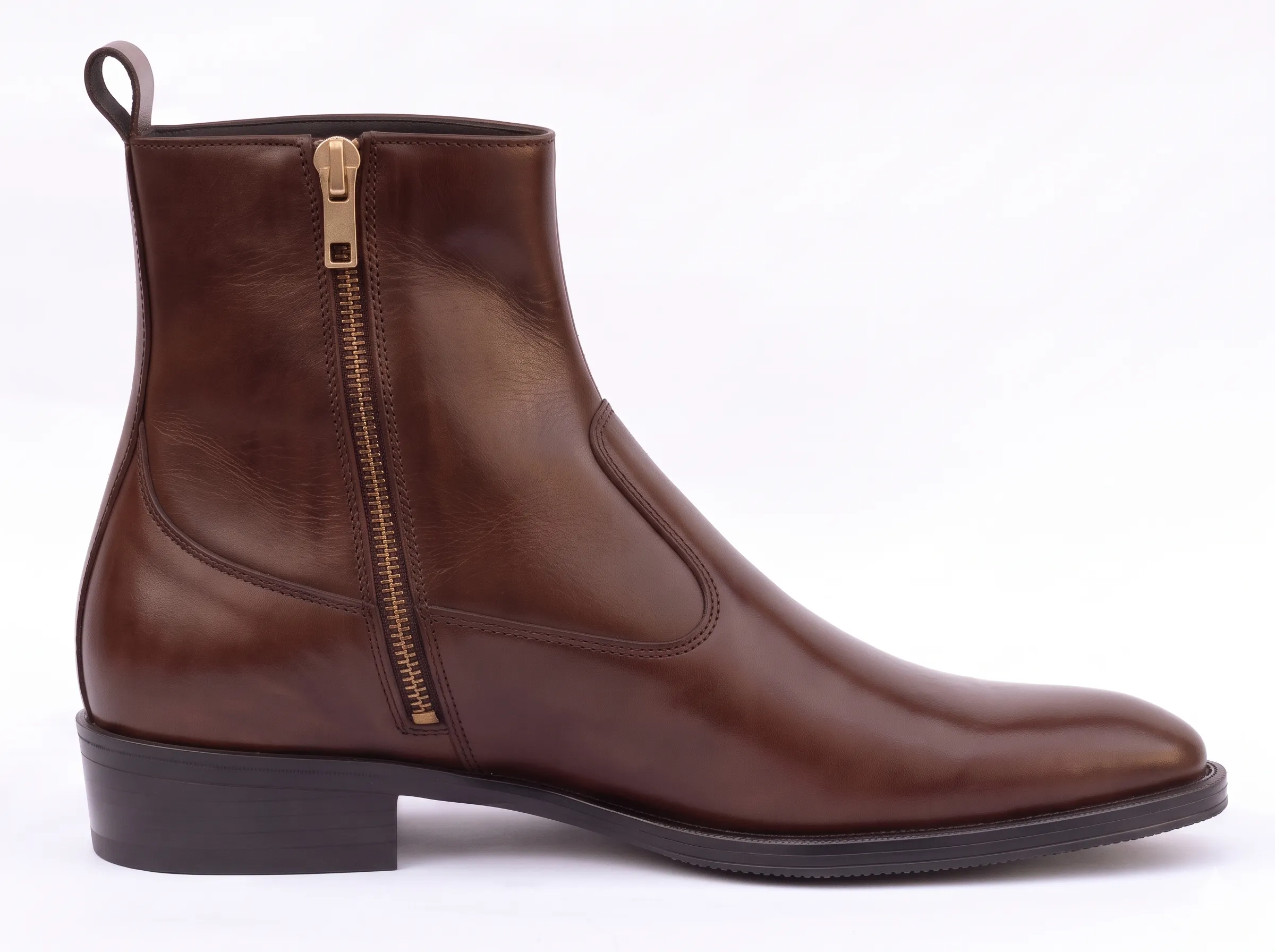 Men's Sleek Leather Side-Zip Dress Ankle Boots | Formal Almond-Toe Boots - Image 4