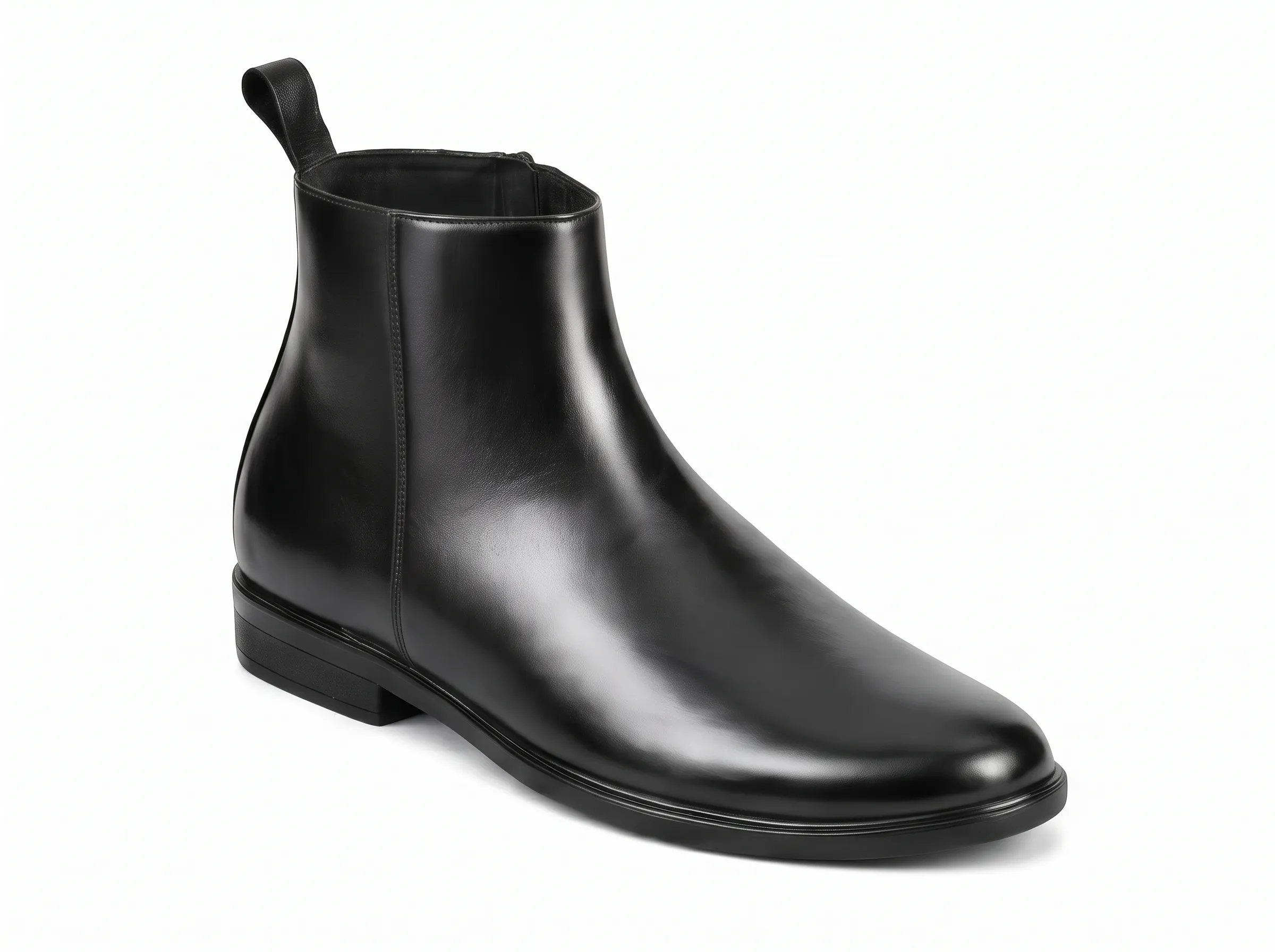Men's Polished Leather Side-Zip Ankle Boots | Formal Dress Boots - Image 4