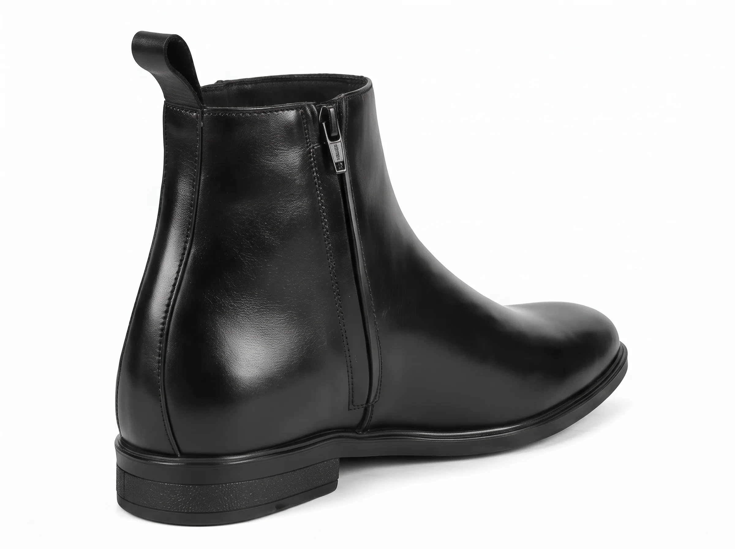 Men's Polished Leather Side-Zip Ankle Boots | Formal Dress Boots - Image 3