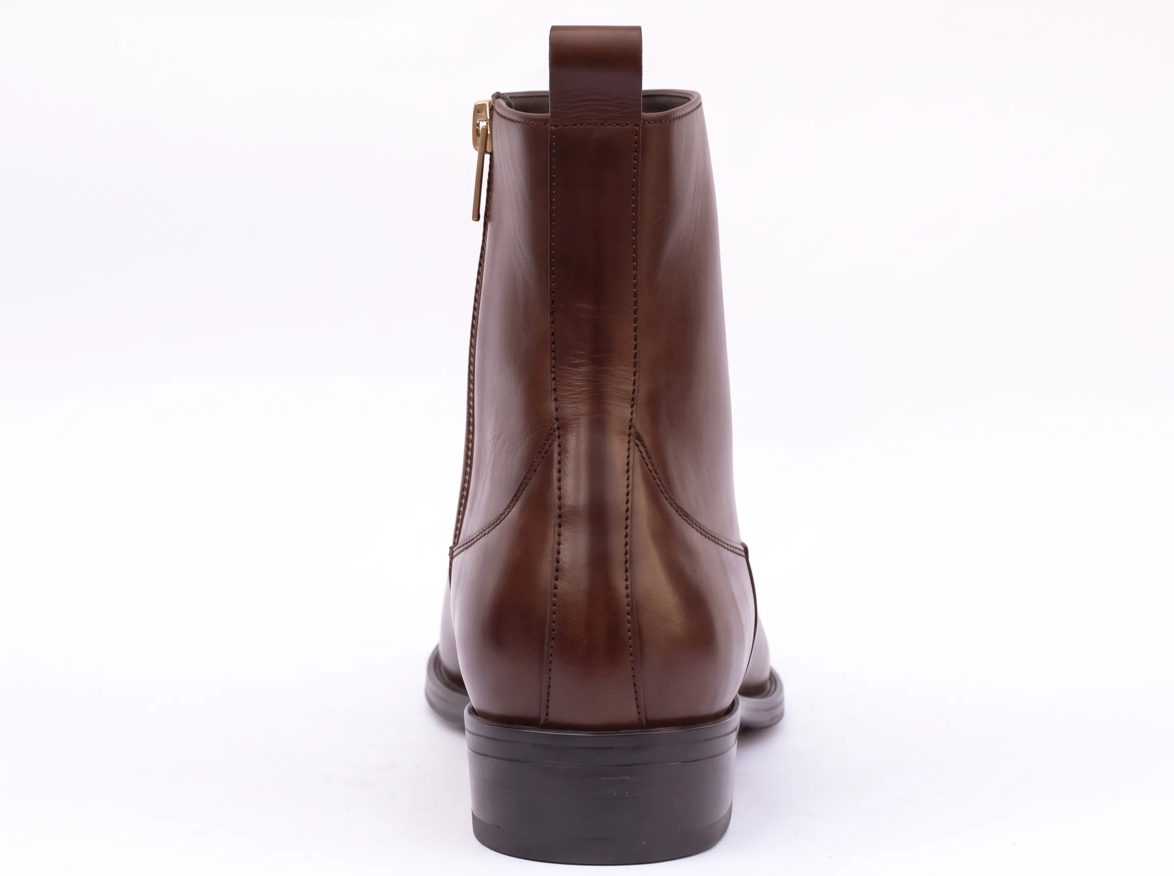 Men's Sleek Leather Side-Zip Dress Ankle Boots | Formal Almond-Toe Boots - Image 5