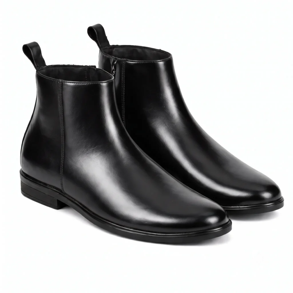 Men's Polished Leather Side-Zip Ankle Boots | Formal Dress Boots