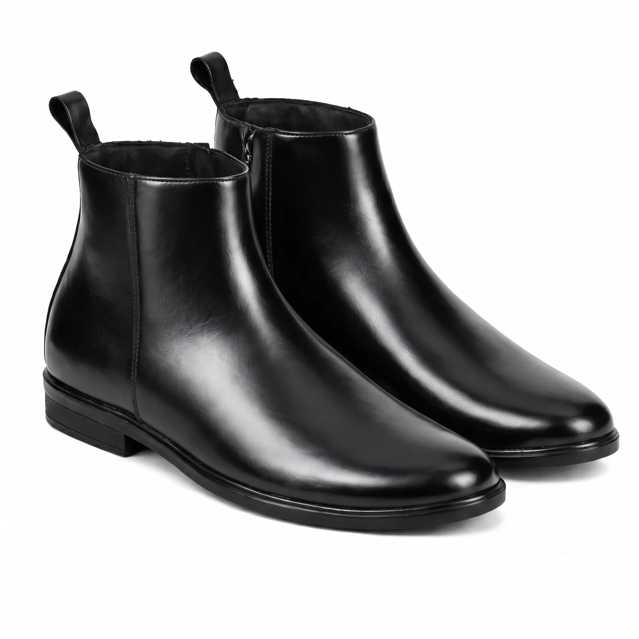 Men's Polished Leather Side-Zip Ankle Boots | Formal Dress Boots