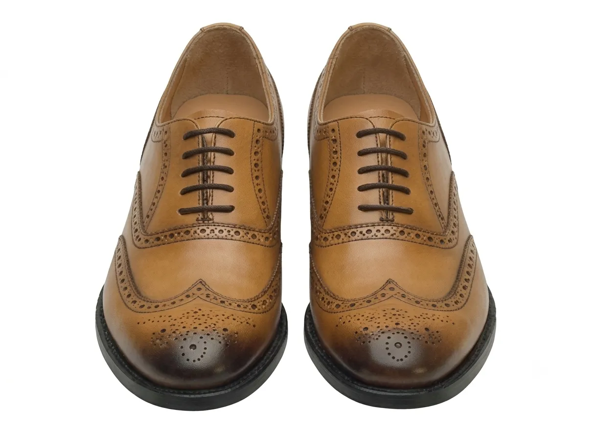 Premium Men's Leather Wingtip Oxfords | Classic Brogue Dress Shoes - Image 2