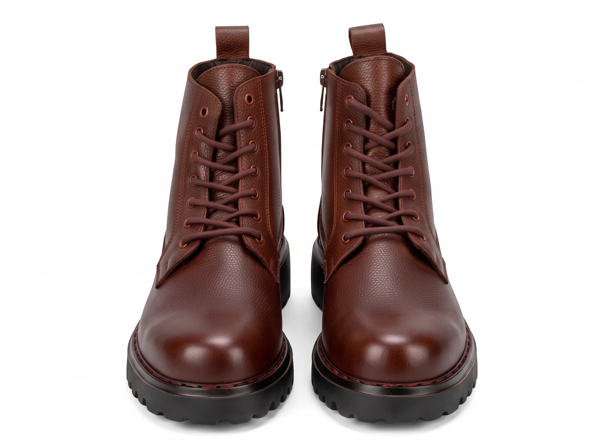 Men’s Leather Lace-Up Boots with Side Zip - Image 3