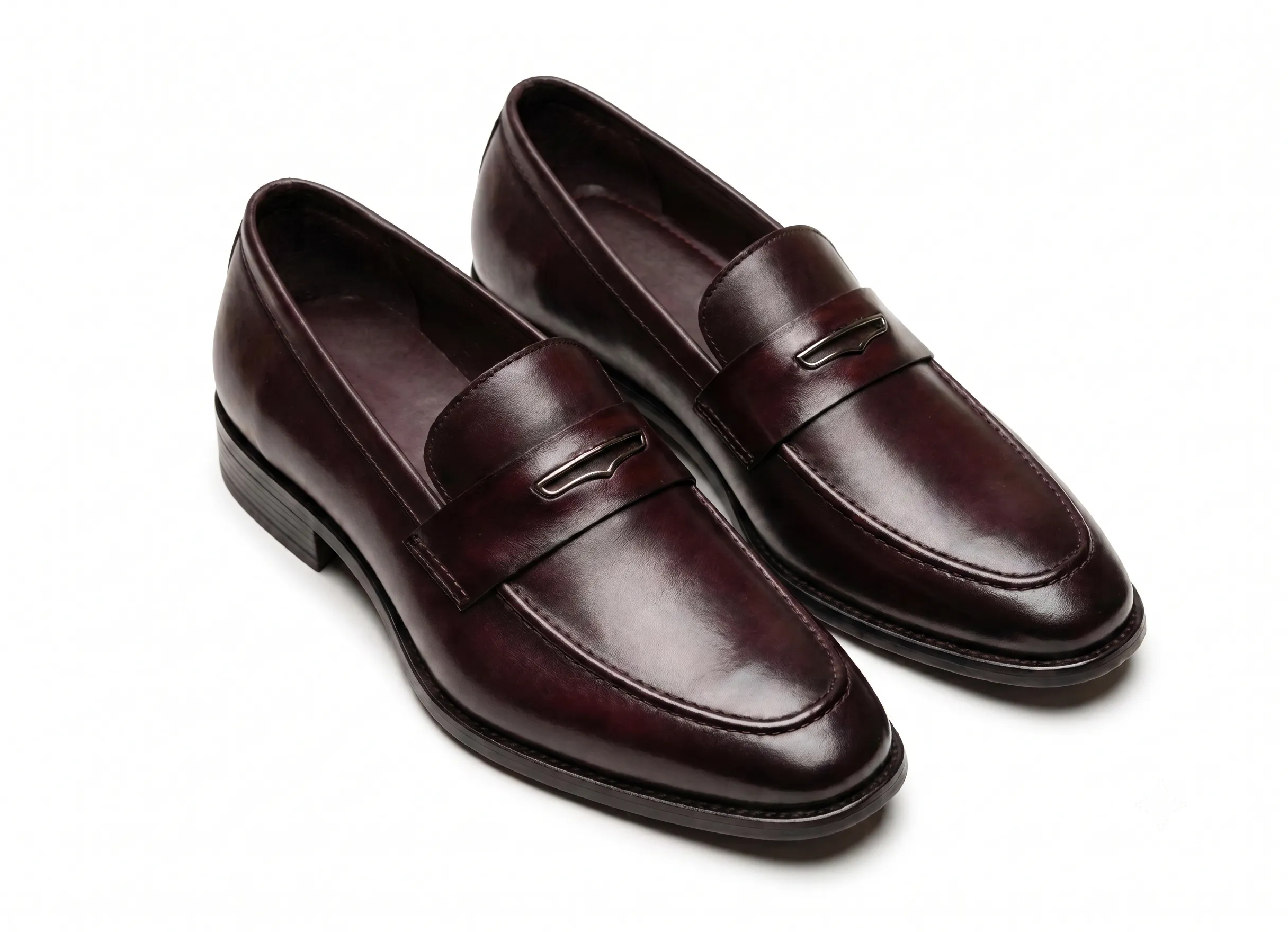 Men's Premium Leather Metal Bar Loafers | Elegant Slip-On Dress Shoes
